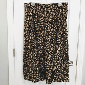 NWT Christopher & Banks Black & Brown Floral Skirt